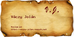 Váczy Jolán névjegykártya